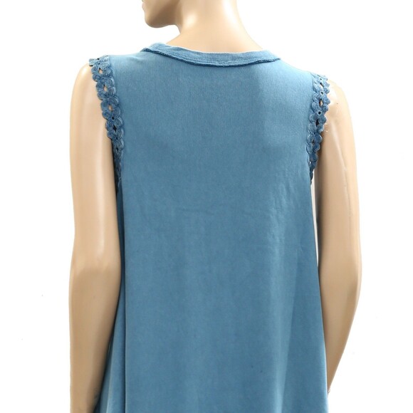Free People Lavender Fields Mini Dress Tank Floral Cutwork Cotton Blue S 284166 - Picture 8 of 9